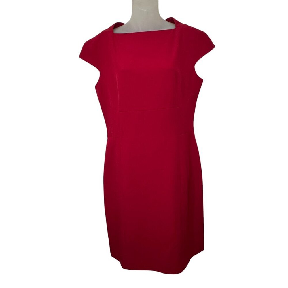 M.M.‎ Lafleur Cap Sleeve Boat neck Red Career Dress Size 10